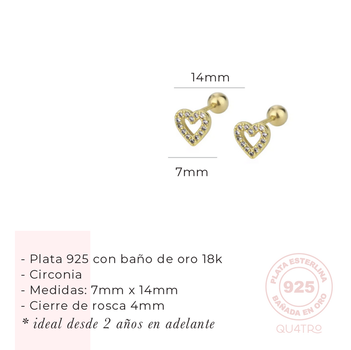 aretes mini corazón circonia 2 – plata 925