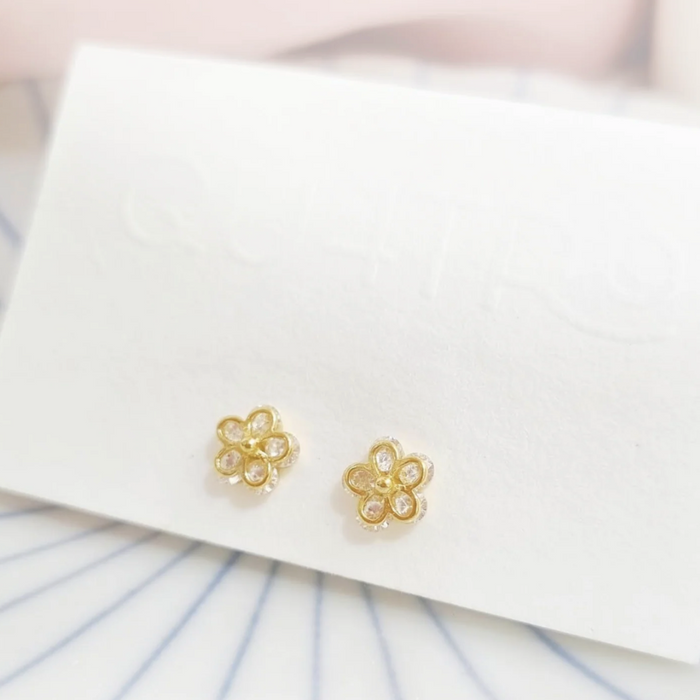 aretes mini flor circonia – plata 925