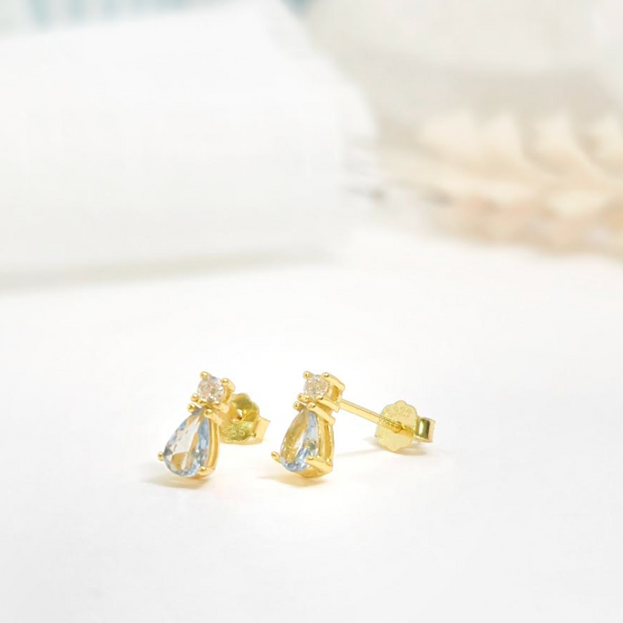 aretes circonia aguamarina – plata 925 -WS-