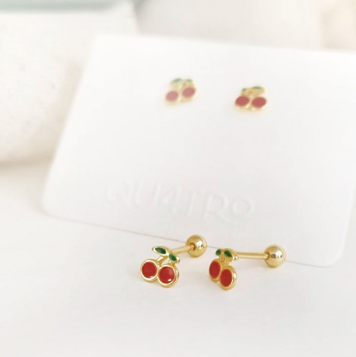 aretes mini cerezas – plata 925
