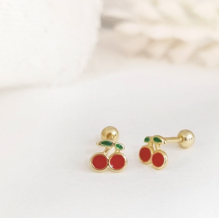 aretes mini cerezas – plata 925 -WS-