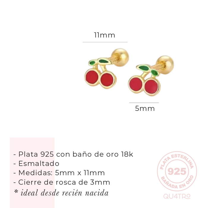 aretes mini cerezas – plata 925