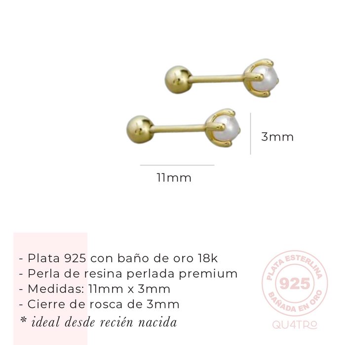 aretes mini perla clásica 2 – plata 925 -WS-