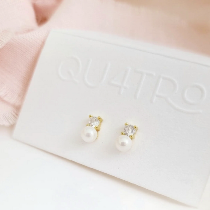 aretes mini perla clásica circonia – plata 925