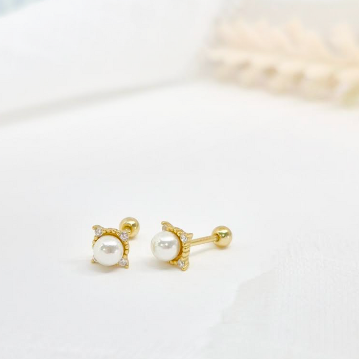 aretes mini perla clásica circonia 2 – plata 925