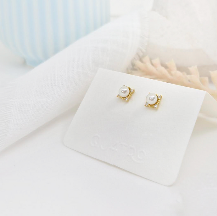 aretes mini perla clásica circonia 2 – plata 925