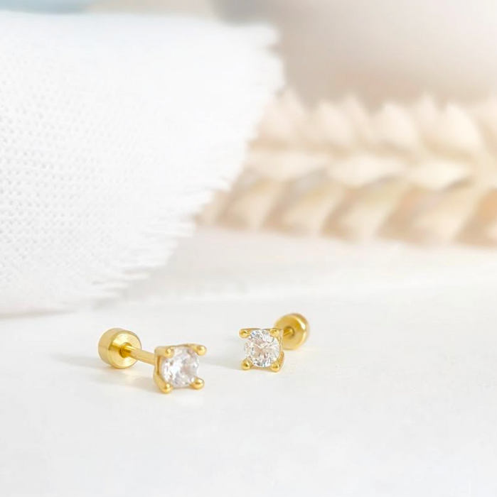 aretes mini circonia  – plata 925