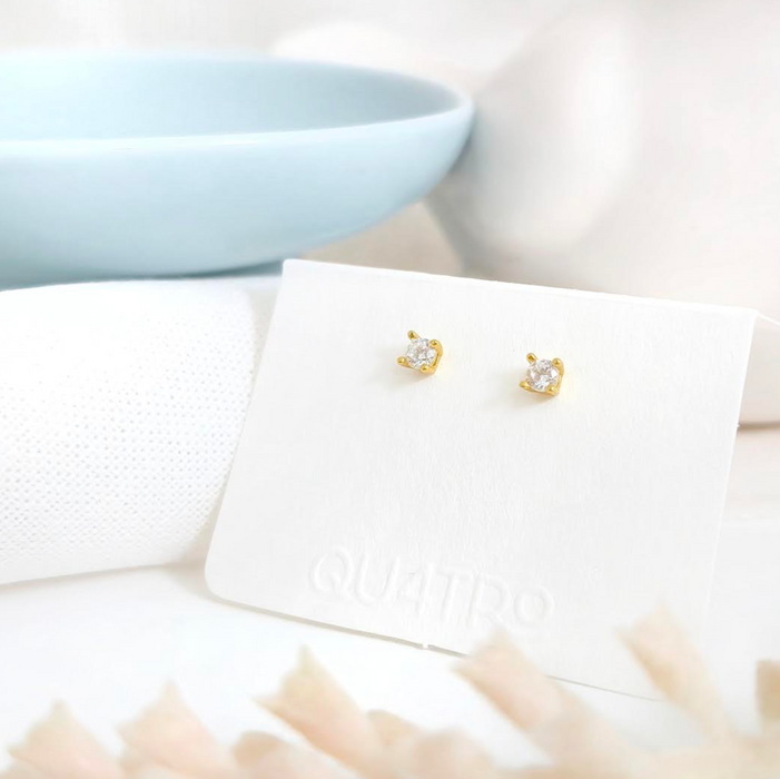 aretes mini circonia  – plata 925