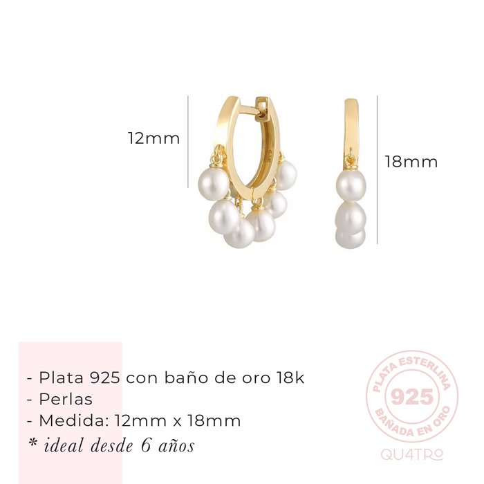 aretes huggie perlas colgantes – plata 925 -WS-