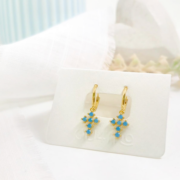 aretes huggie cruz turquesa – plata 925