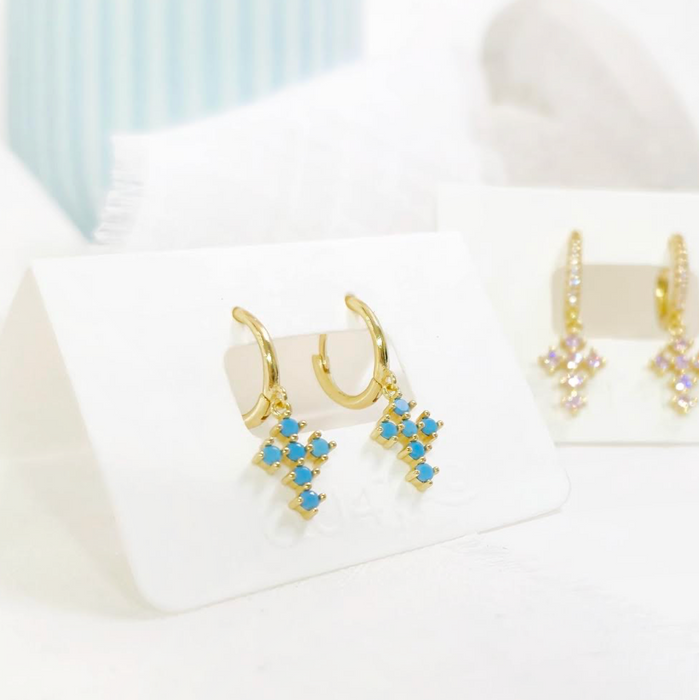aretes huggie cruz turquesa – plata 925