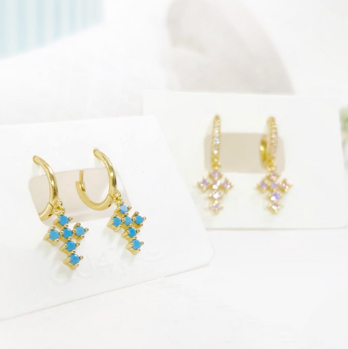 aretes huggie cruz rosada – plata 925 -WS-