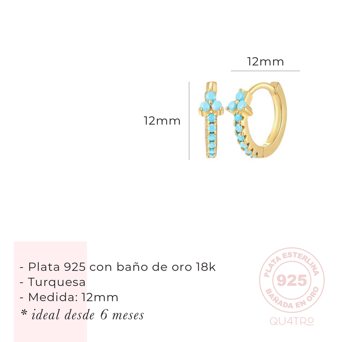 aretes huggie trio turquesa 2 – plata 925 -WS-
