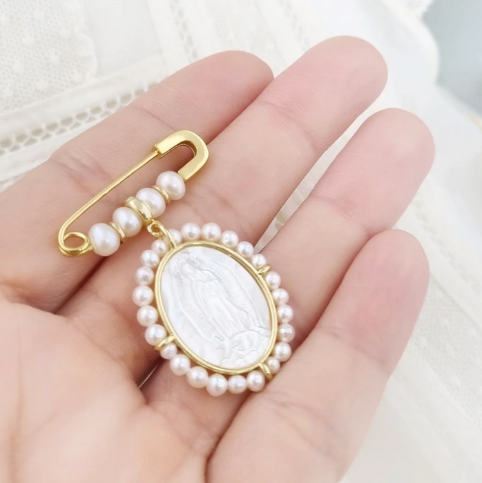 baby pin 925 - glory oval - milagrosa - perlas -WS-