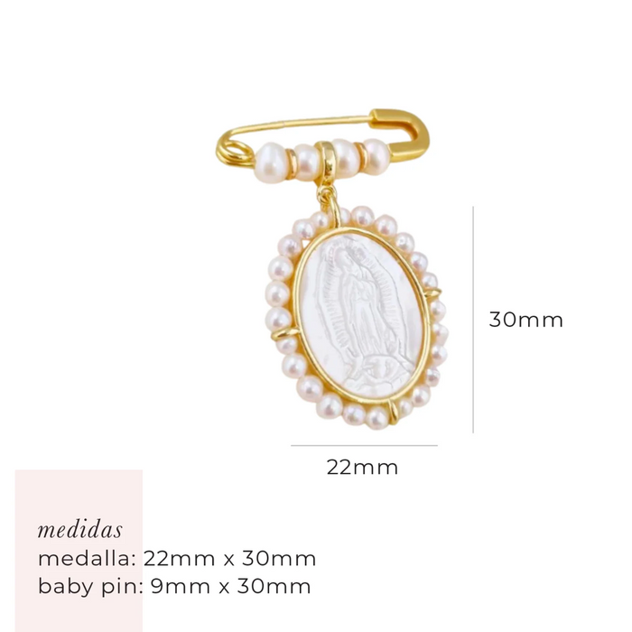 baby pin 925 - glory oval - milagrosa - perlas -WS-