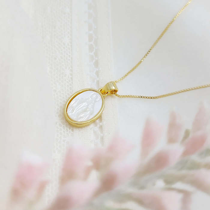 collar milagrosa nacar - plata 925