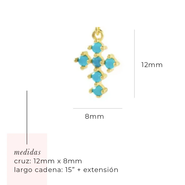 collar cruz turquesa - plata 925