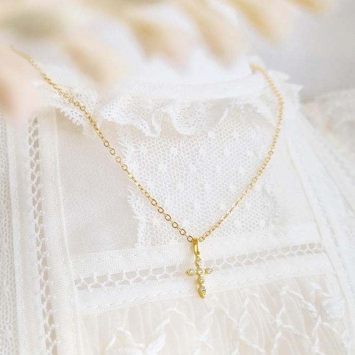 collar mini cruz circonia – plata 925