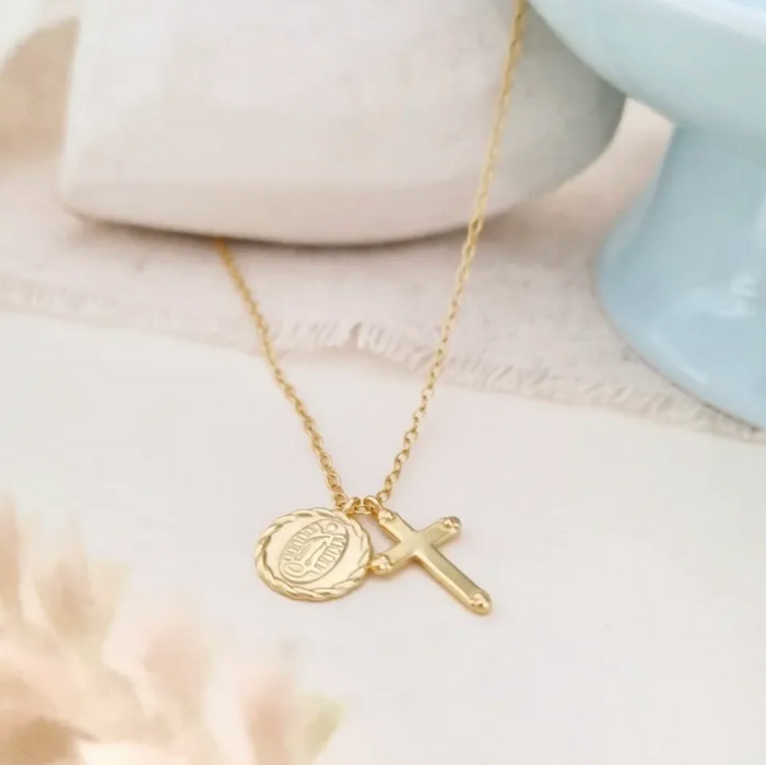 collar cruz y guadalupe - plata 925 -WS-