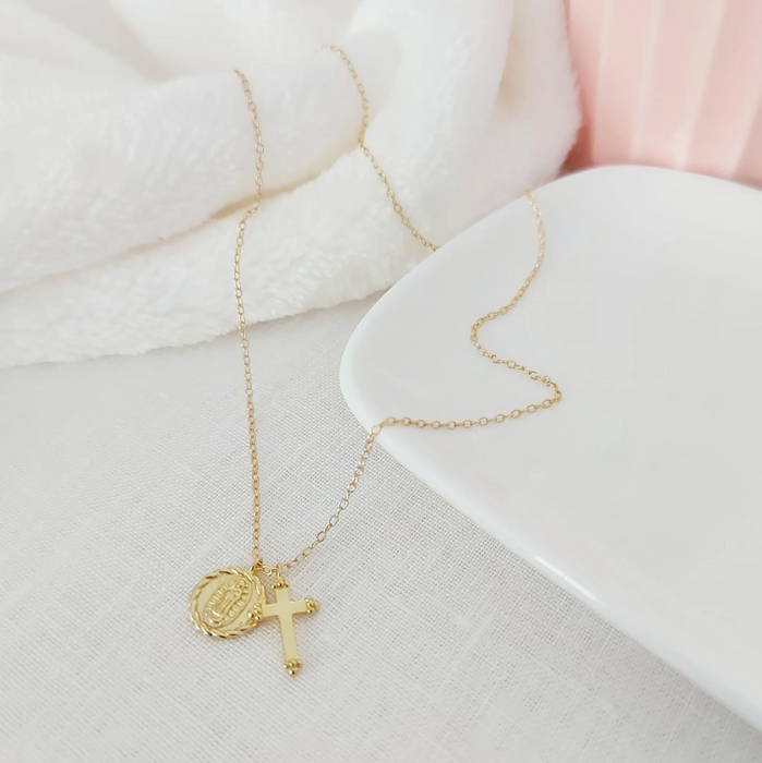 collar cruz y guadalupe - plata 925 -WS-