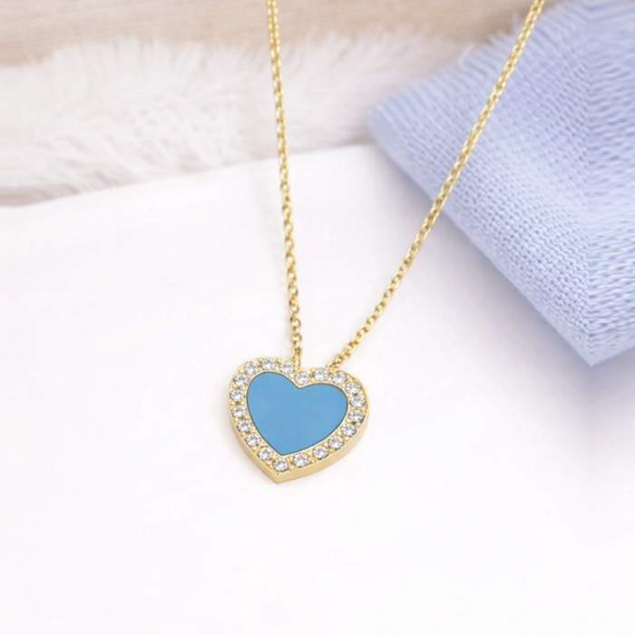 collar de corazón turquesa - plata 925