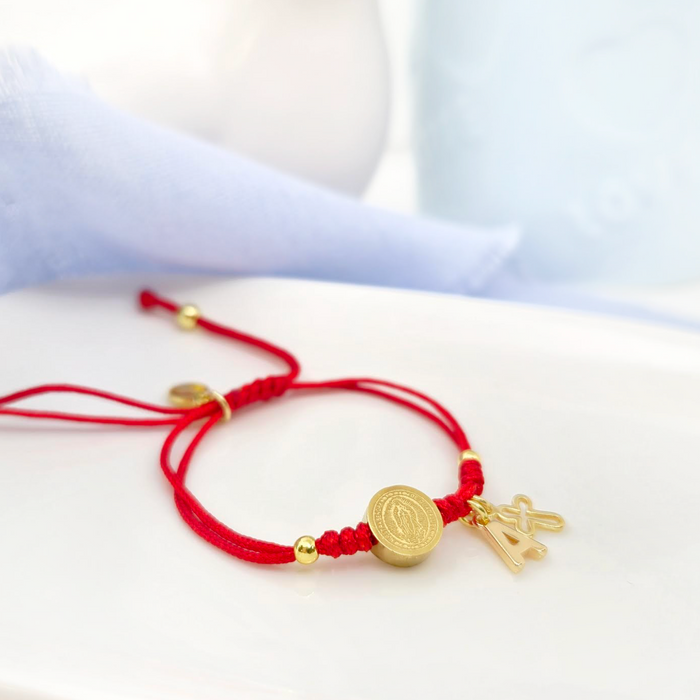 pulsera de cordón GUADALUPE y dijes - personalizable - plata 925