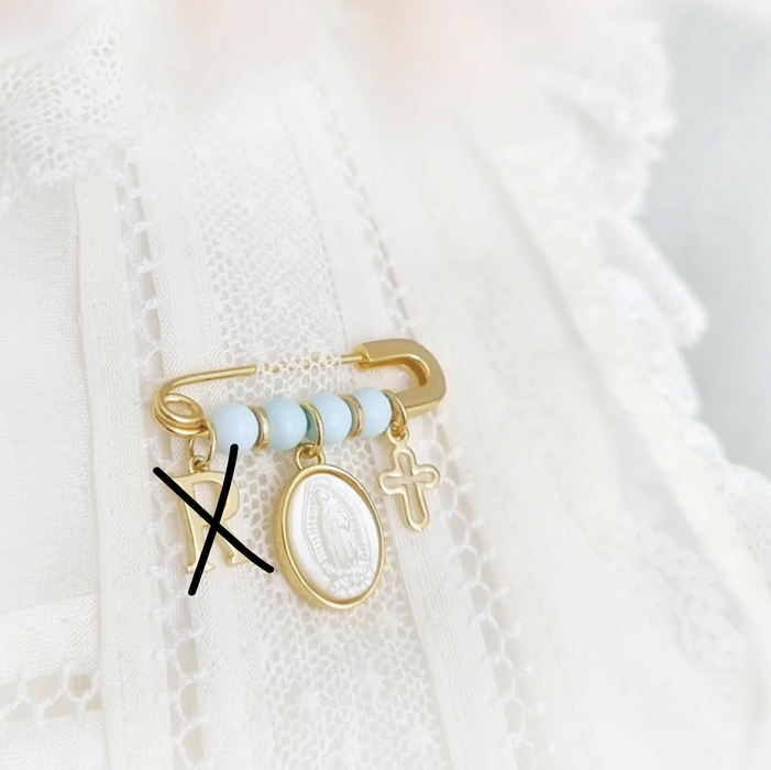 NEW IN! Baby Pin Guadalupe nacar, letra y cruz -ws-