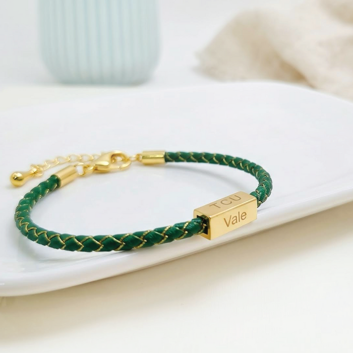 pulsera MEMOIR de cordón verde - personalizable (para jóvenes y adultos)