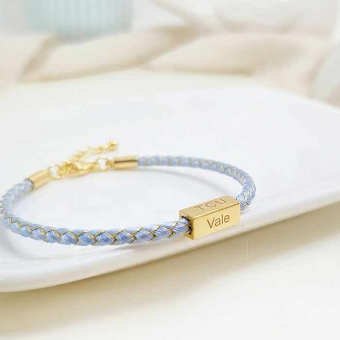 pulsera MEMOIR de cordón celeste - personalizable (para jóvenes y adultos)