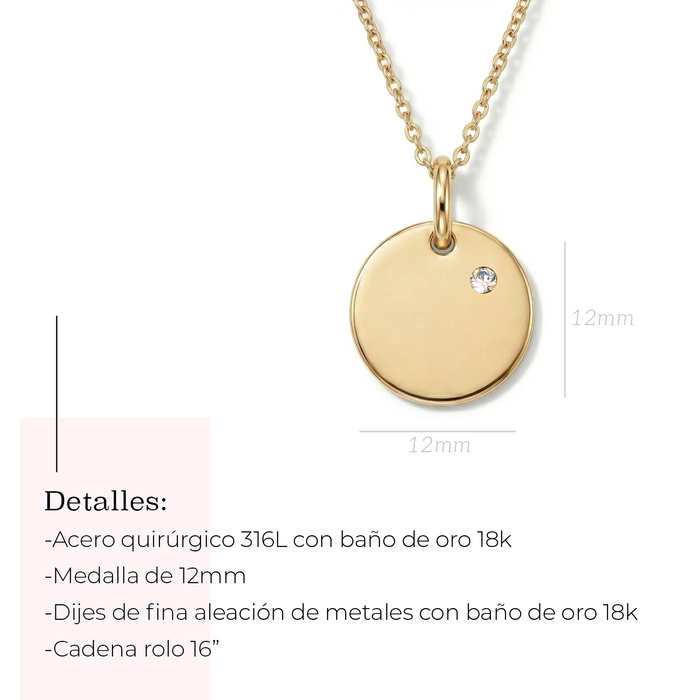 collar MEMOIR de dije redondo - personalizable
