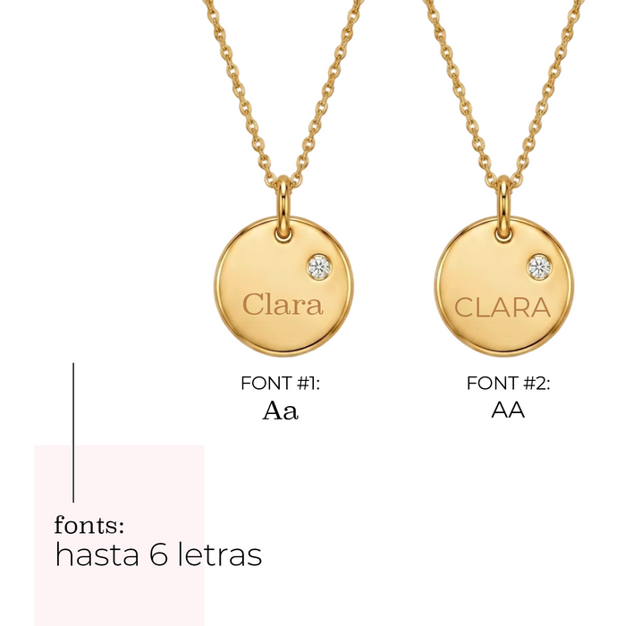 collar MEMOIR de dije redondo - personalizable