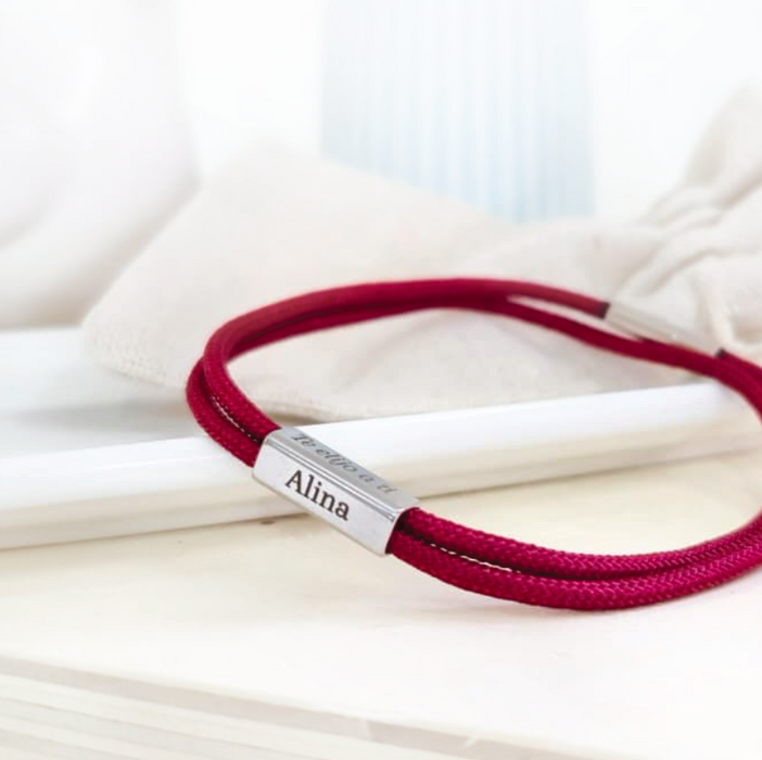 pulsera MEMOIR paracord rojo - personalizable (para jóvenes y adultos)