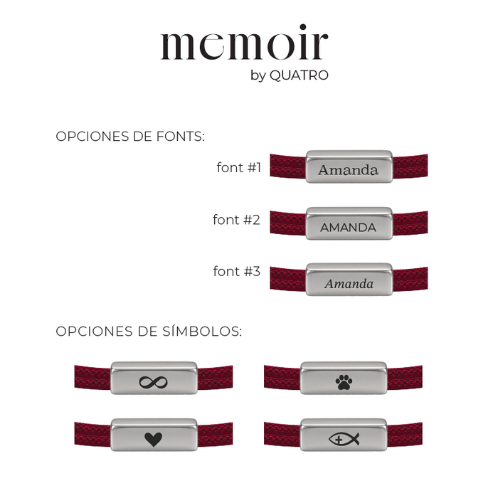 pulsera MEMOIR paracord rojo - personalizable (para jóvenes y adultos)