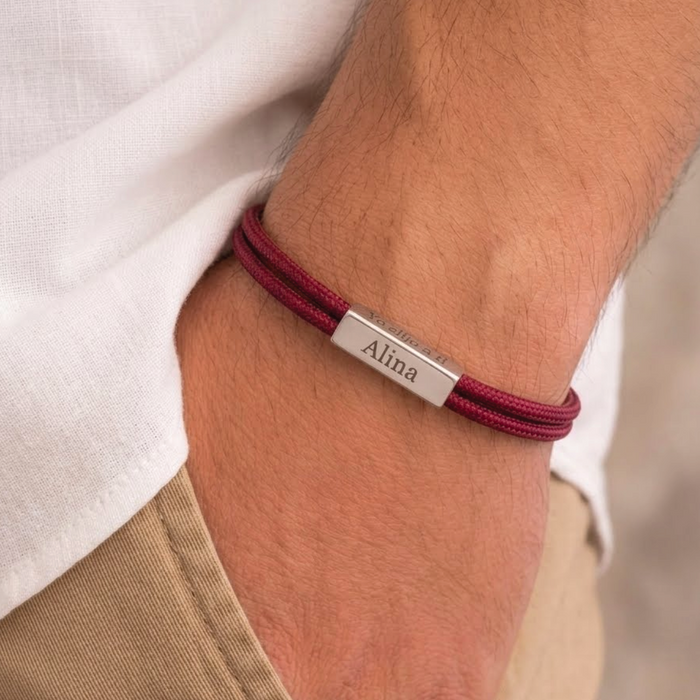pulsera MEMOIR paracord rojo - personalizable (para jóvenes y adultos)