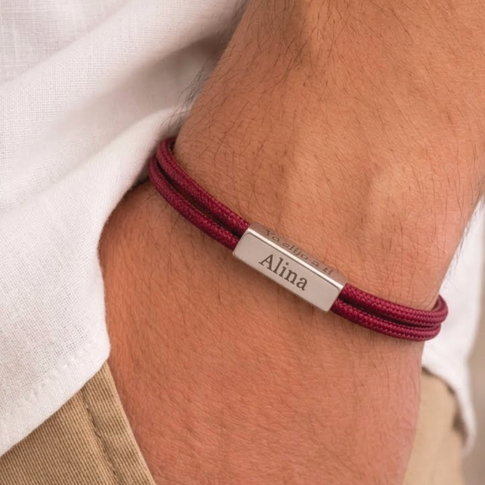 pulsera MEMOIR paracord rojo - personalizable (para jóvenes y adultos)