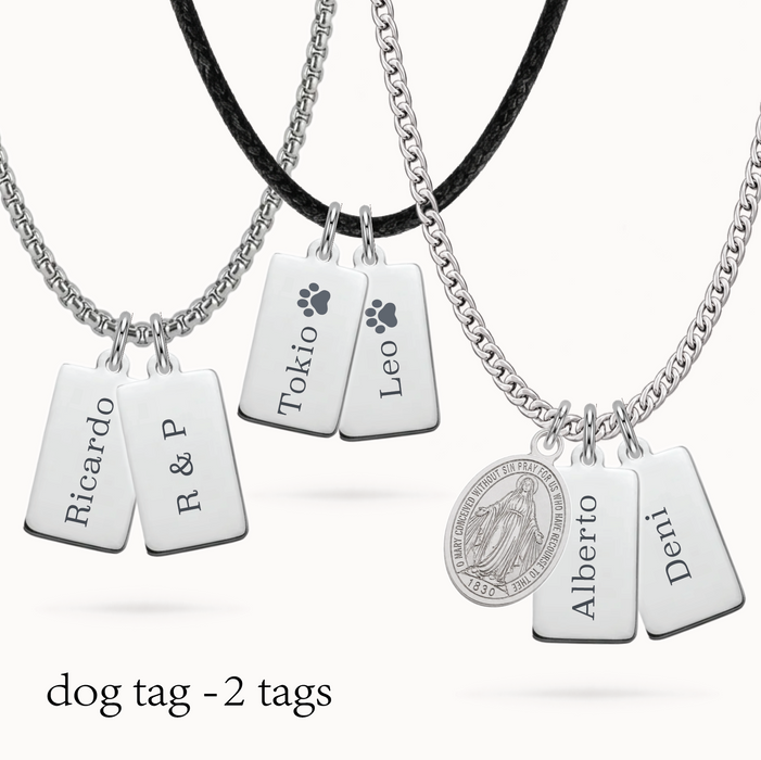 collar MEMOIR dog tag - 2 tags - personalizable