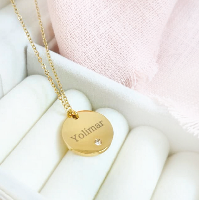 collar MEMOIR de dije redondo 15mm- personalizable