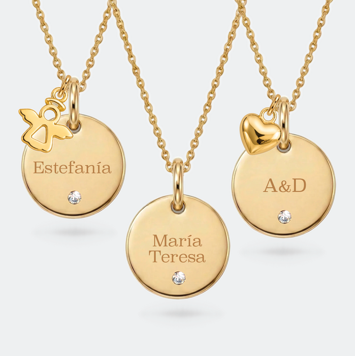 collar MEMOIR de dije redondo 15mm- personalizable