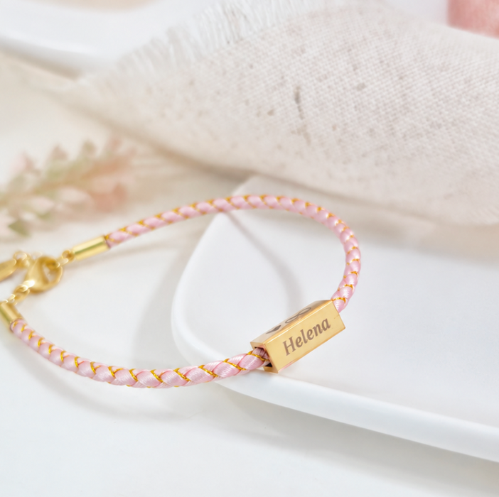 pulsera MEMOIR de cordón blush - personalizable (para jóvenes y adultos)