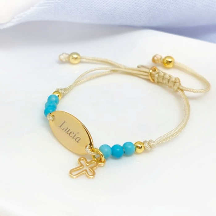 pulsera MEMOIR KIDS celeste - personalizable (dijes opcionales)