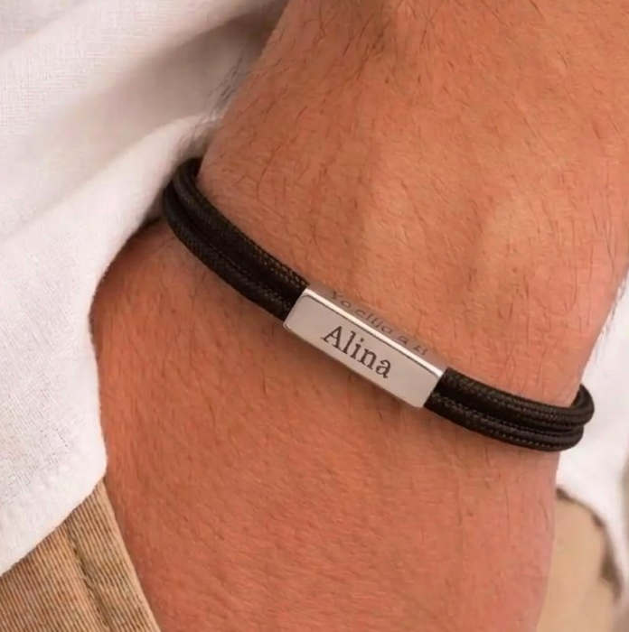 pulsera MEMOIR paracord dark brown - personalizable (para jóvenes y adultos)