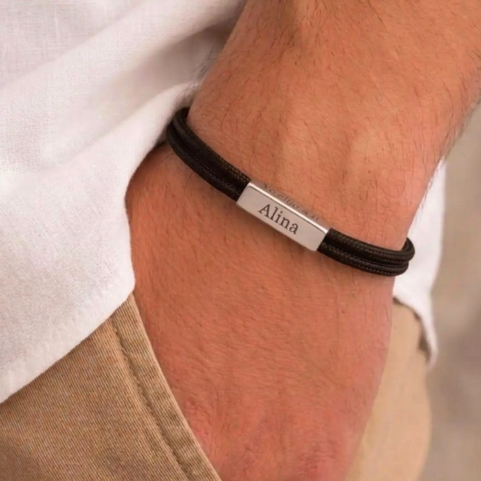 pulsera MEMOIR paracord dark brown - personalizable (para jóvenes y adultos)