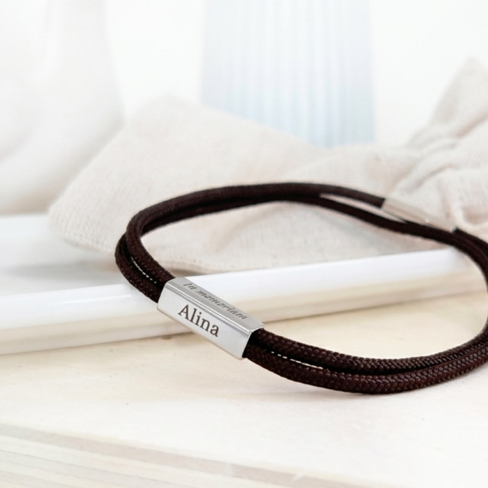 pulsera MEMOIR paracord dark brown - personalizable (para jóvenes y adultos)