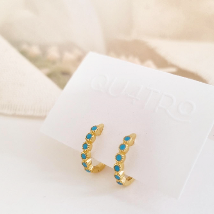 aretes mini huggie turquesa 3 – plata 925 -WS-