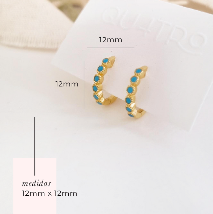 aretes mini huggie turquesa 3 – plata 925 -WS-