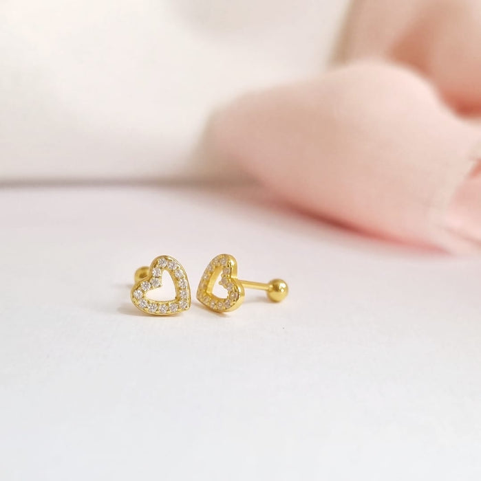 mini heart stud earrings 925