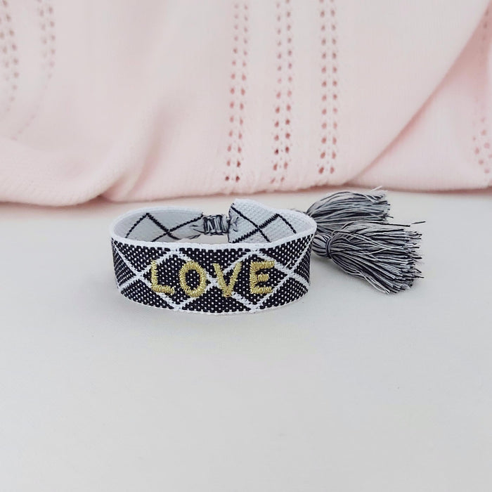 LOVE black/white word bracelet