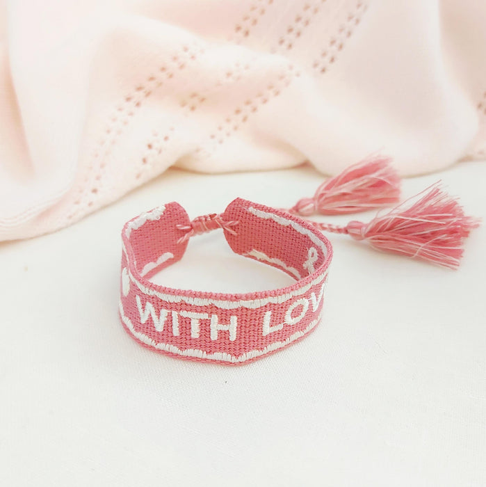 WITH LOVE pink word bracelet