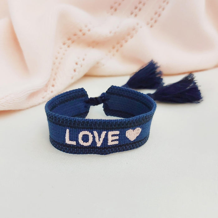 LOVE blue/pink word bracelet