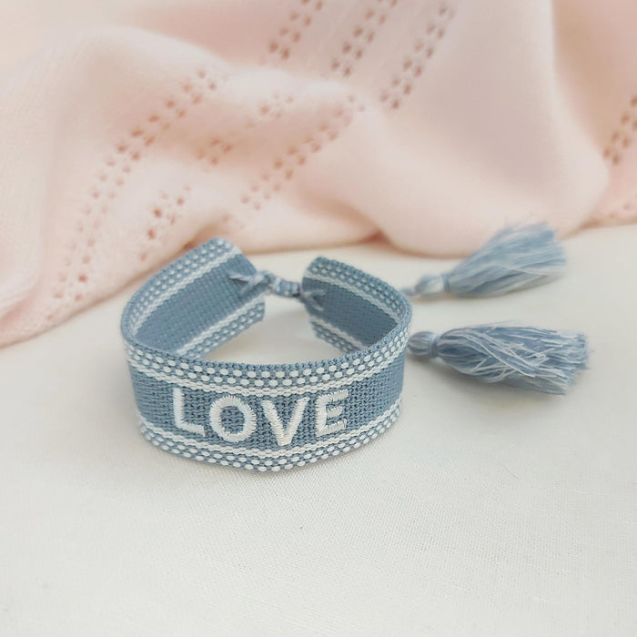 LOVE light blue word bracelet